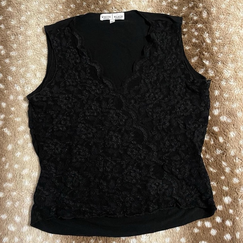 White House Black Market Black Sleeveless Layered Blouse
